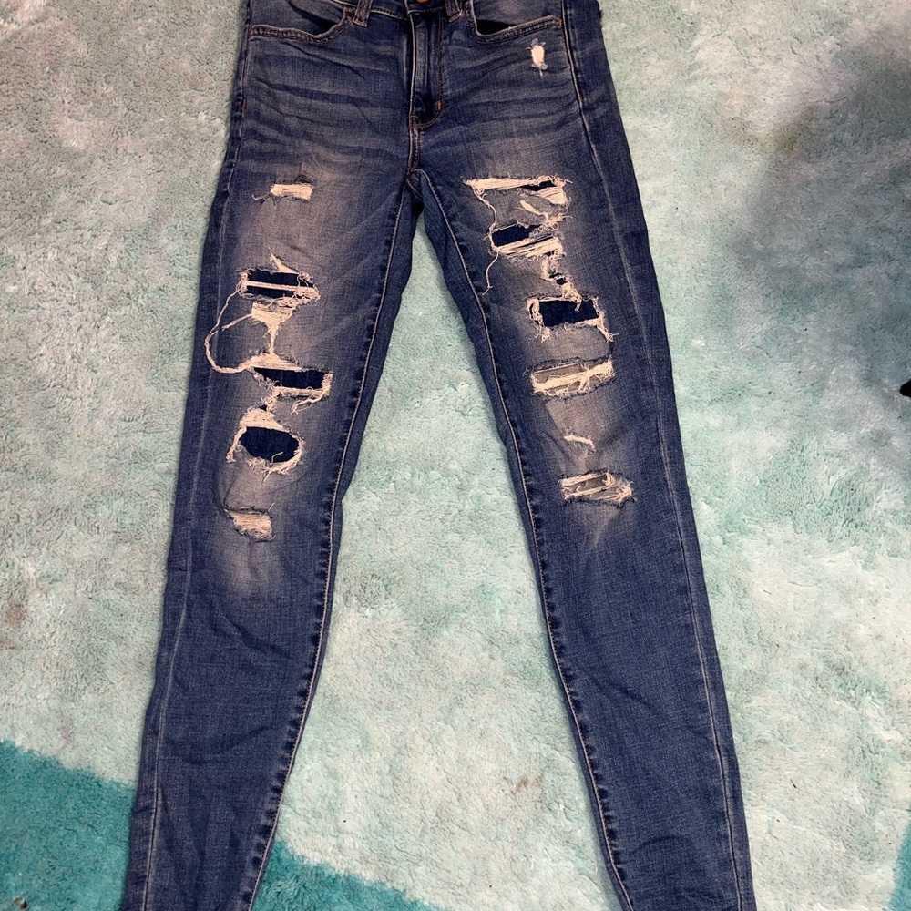 Distressed Blue Jeans